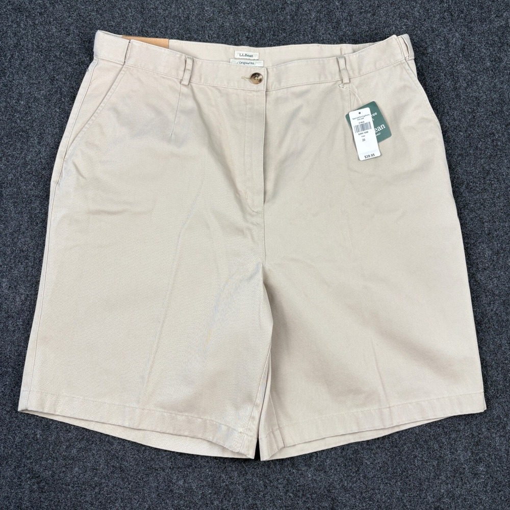 LL Bean Original Fit Khaki Shorts Womens 20 Regular Cotton Twill 274910 NWT
